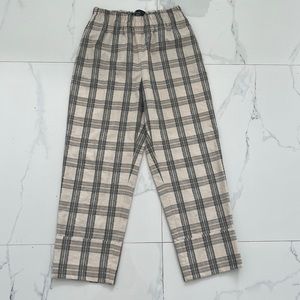 Zara Plaid Beige Pants